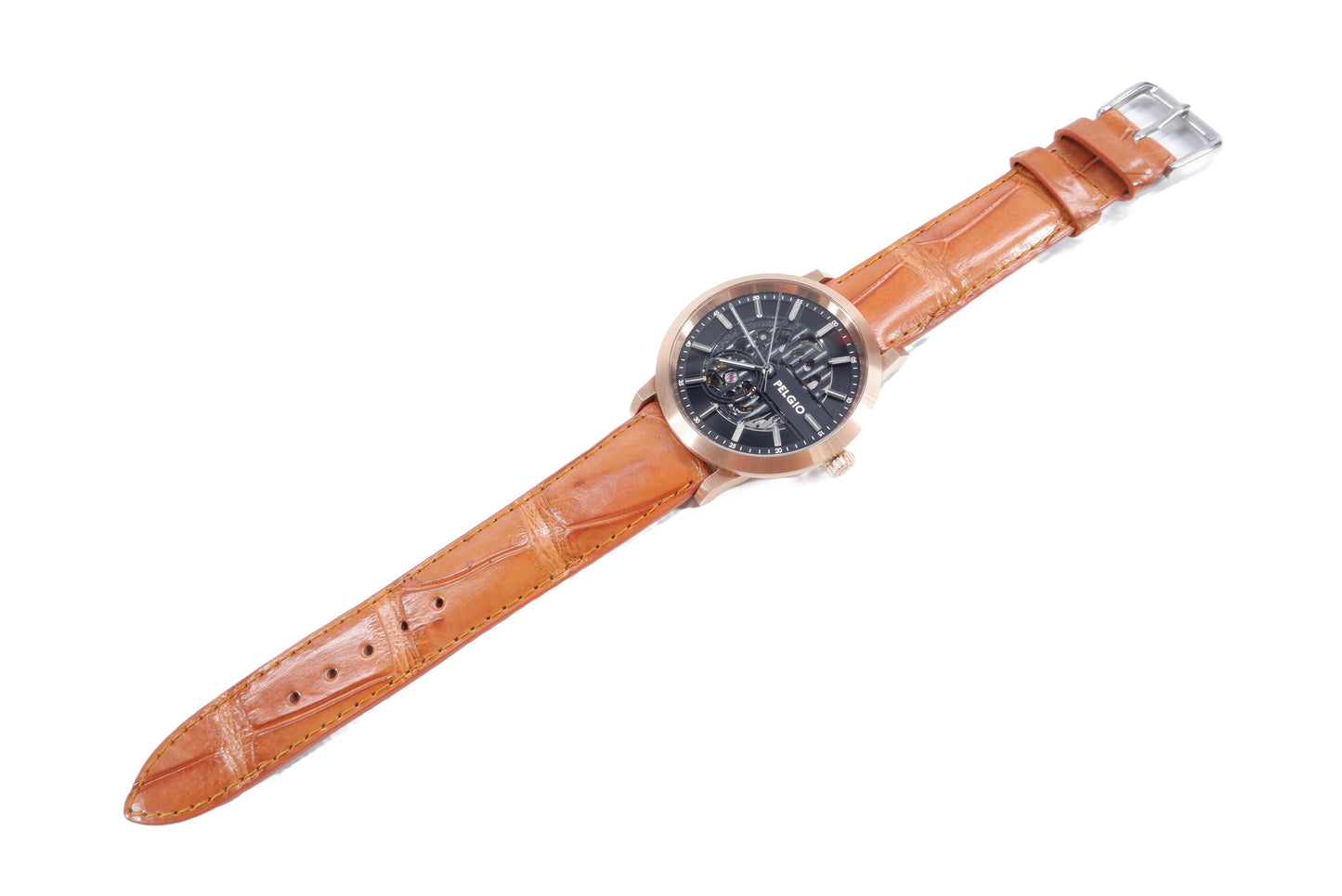 Genuine Crocodile Belly Skin Leather Quick Release Watch Strap Brown Band with Buckle