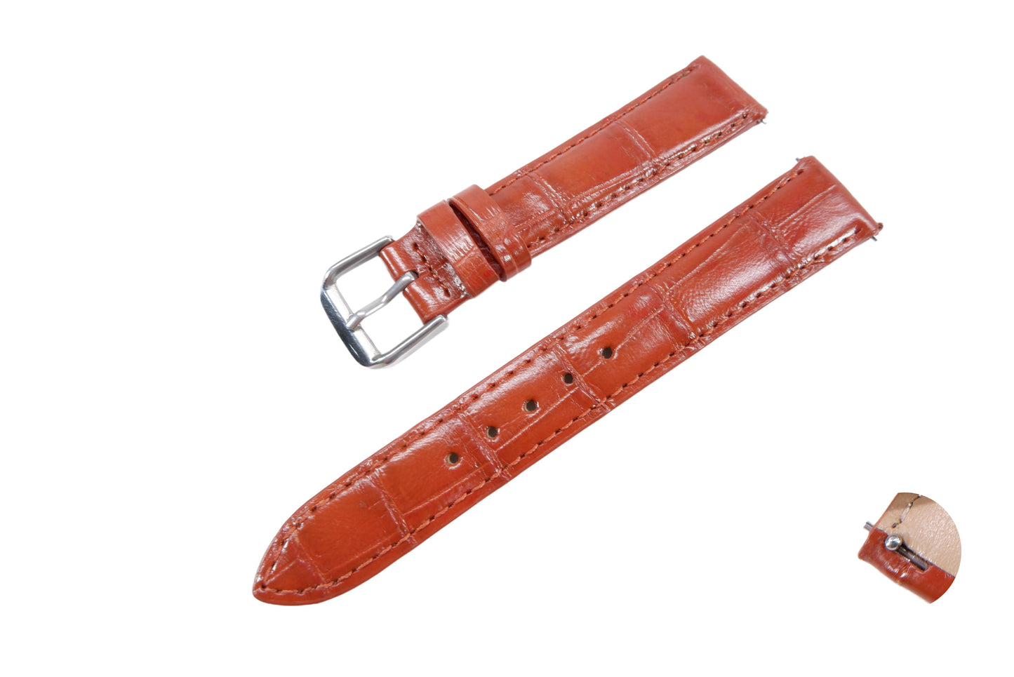 Genuine Crocodile Belly Skin Leather Quick Release Watch Strap Brown Band with Buckle