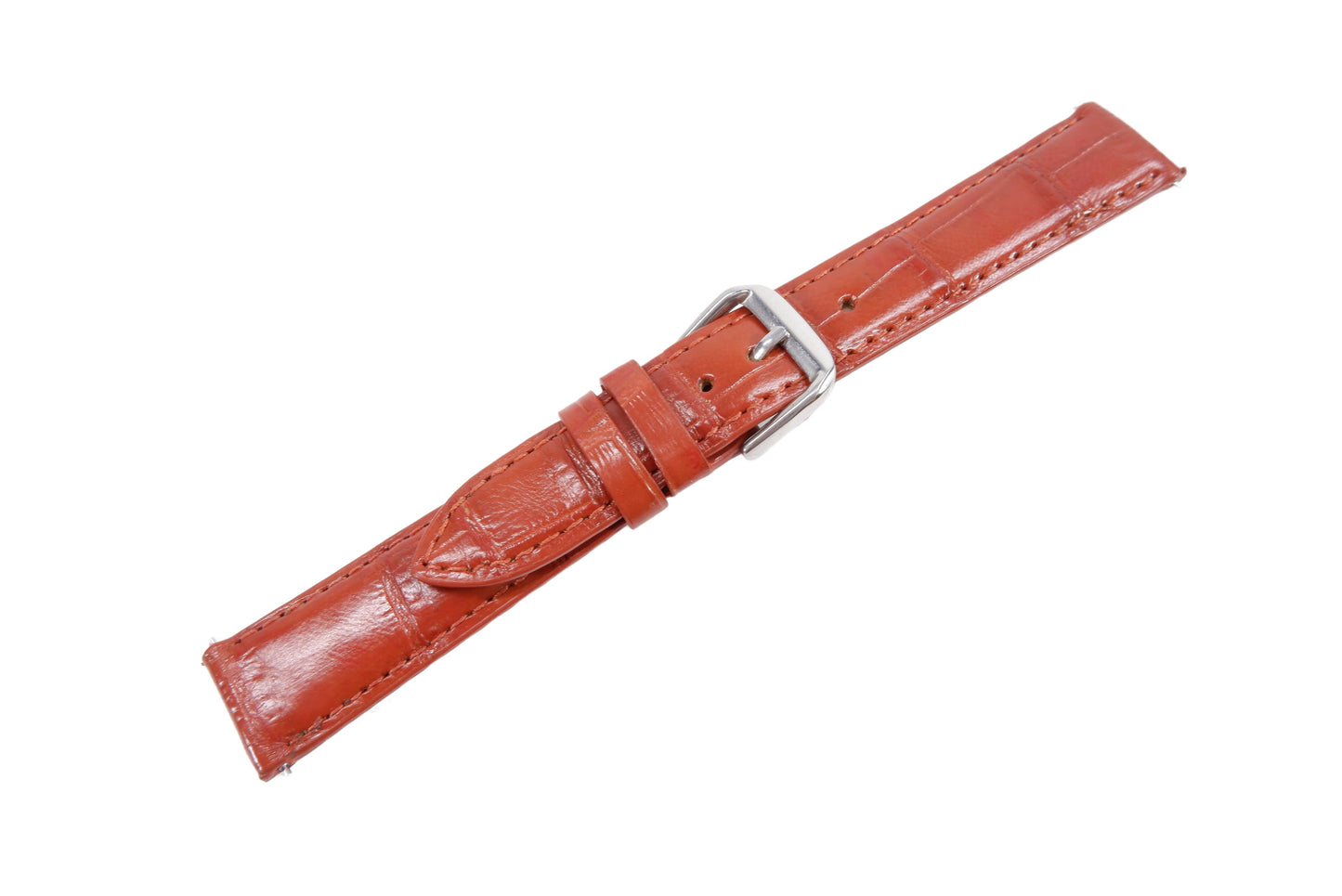 Genuine Crocodile Belly Skin Leather Quick Release Watch Strap Brown Band with Buckle