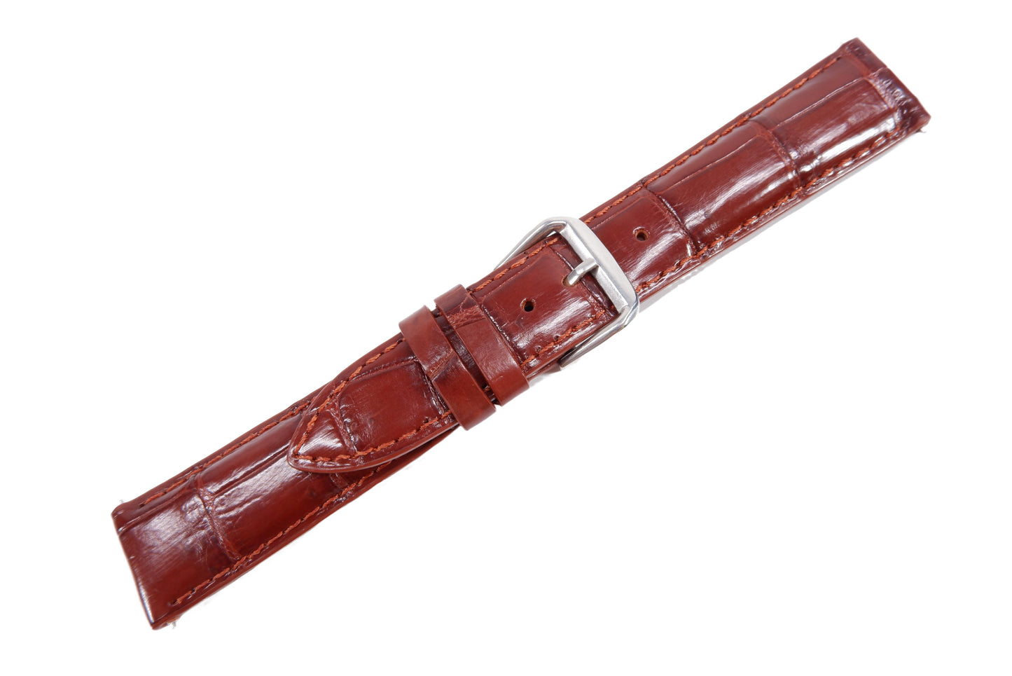 Genuine Crocodile Belly Skin Leather Quick Release Watch Strap Brown Band with Buckle
