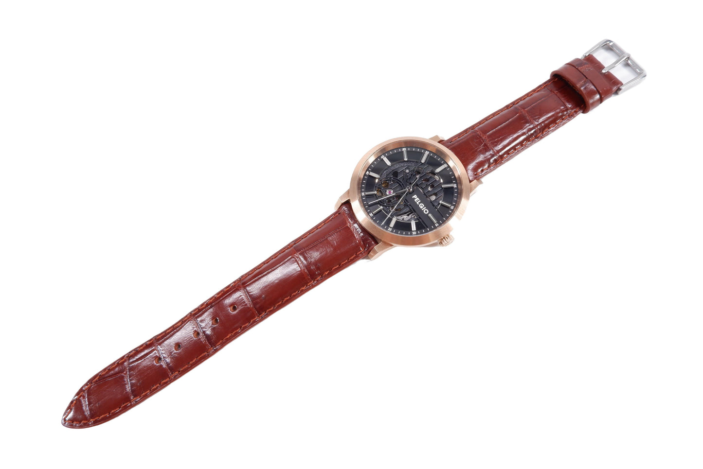 Genuine Crocodile Belly Skin Leather Quick Release Watch Strap Brown Band with Buckle