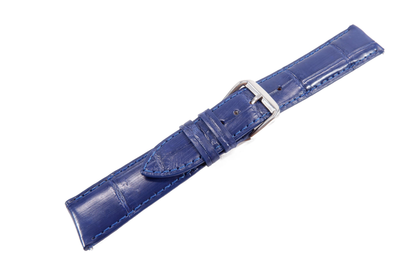 Genuine Crocodile Belly Skin Leather Quick Release Watch Strap Blue Band with Buckle