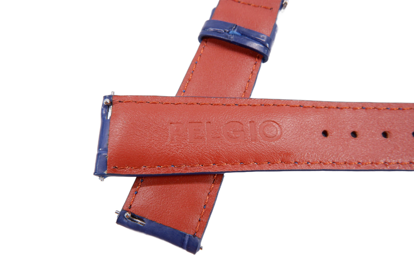 Genuine Crocodile Belly Skin Leather Quick Release Watch Strap Blue Band with Buckle