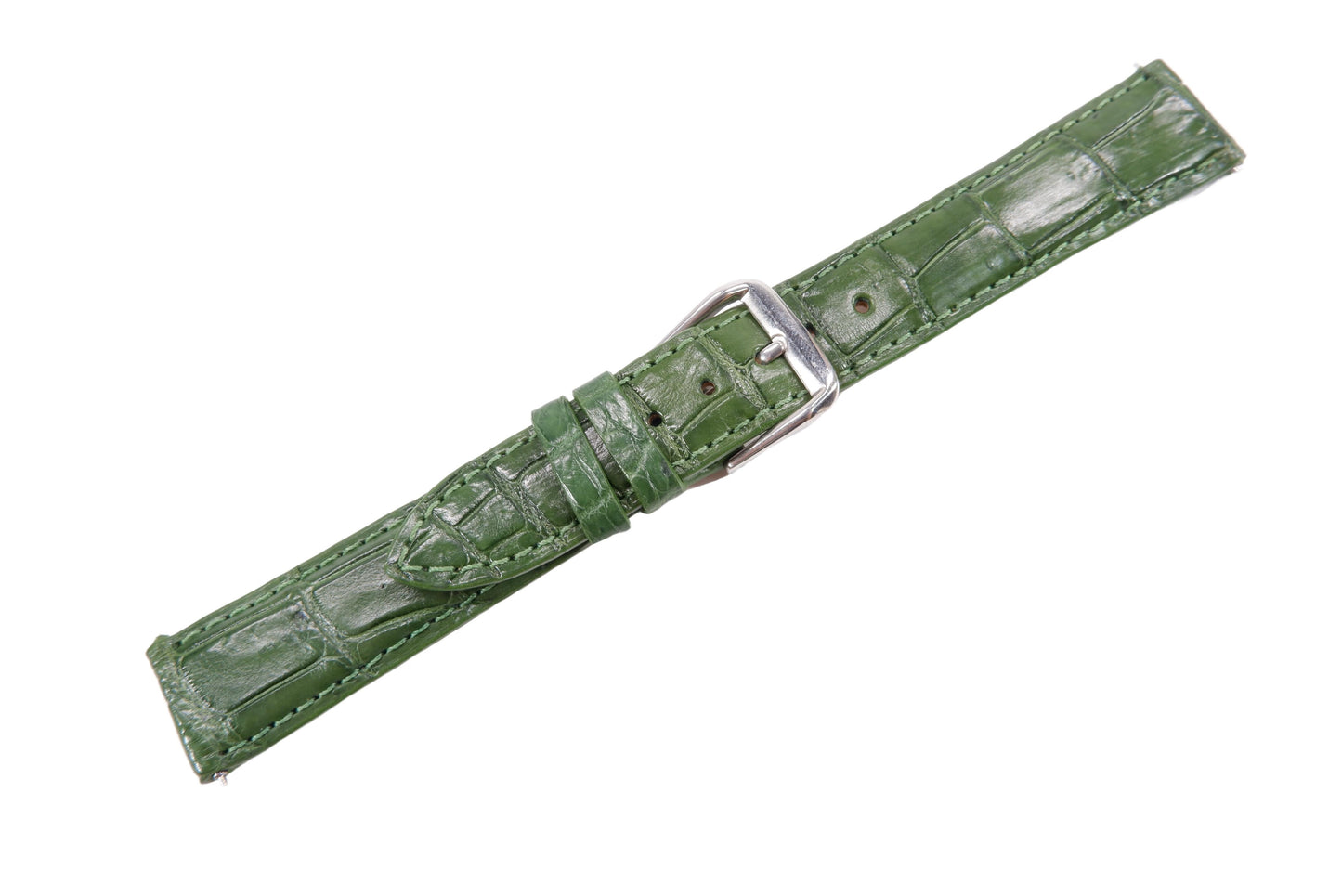 Genuine Crocodile Belly Skin Leather Quick Release Watch Strap Green Band with Buckle