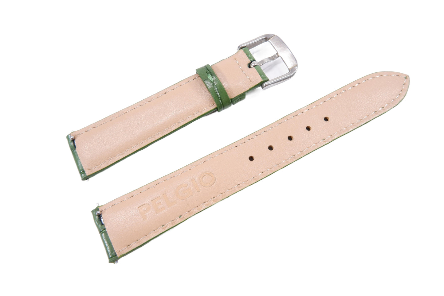 Genuine Crocodile Belly Skin Leather Quick Release Watch Strap Green Band with Buckle