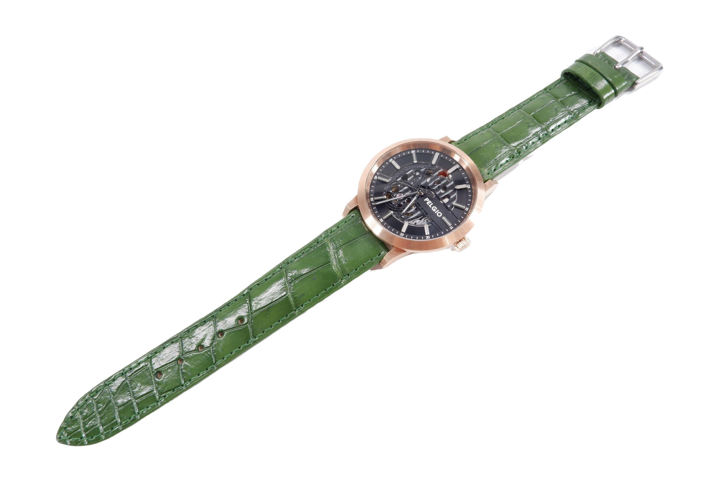 Genuine Crocodile Belly Skin Leather Quick Release Watch Strap Green Band with Buckle