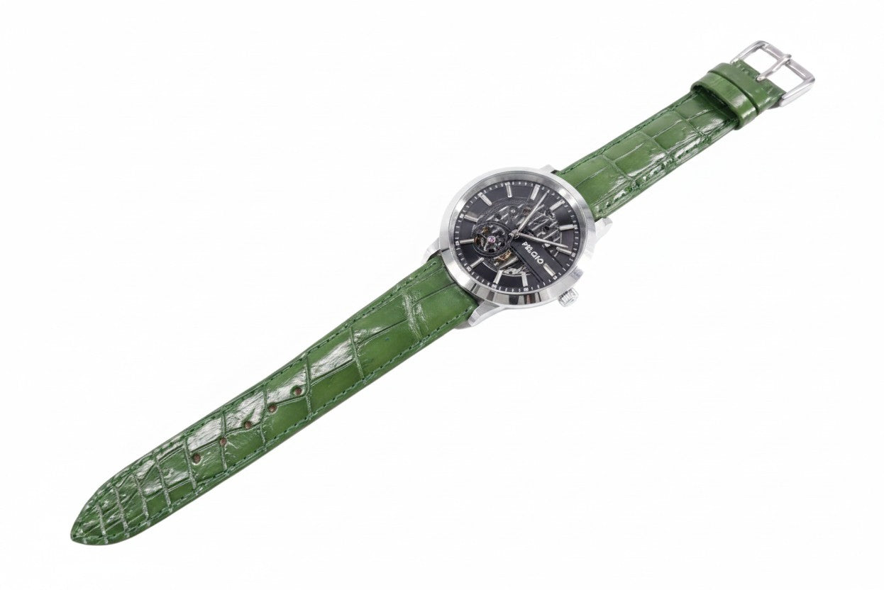 Genuine Crocodile Belly Skin Leather Quick Release Watch Strap Green Band with Buckle