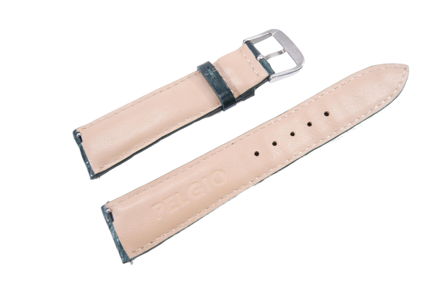 Genuine Crocodile Belly Skin Leather Quick Release Watch Strap Green Band with Buckle