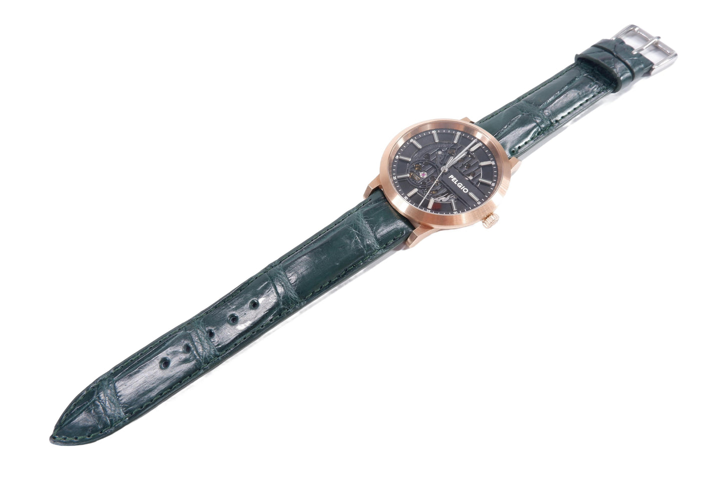 Genuine Crocodile Belly Skin Leather Quick Release Watch Strap Green Band with Buckle