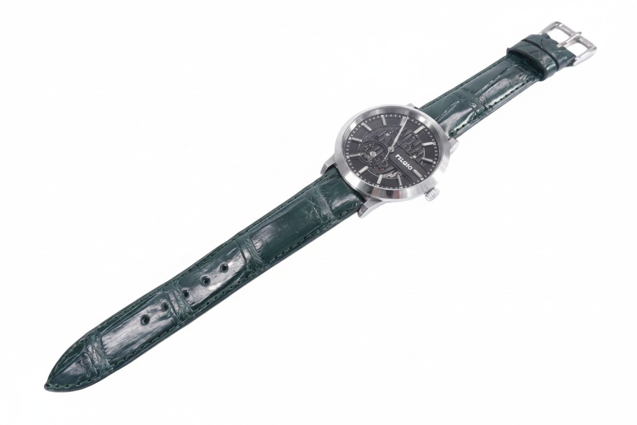 Genuine Crocodile Belly Skin Leather Quick Release Watch Strap Green Band with Buckle