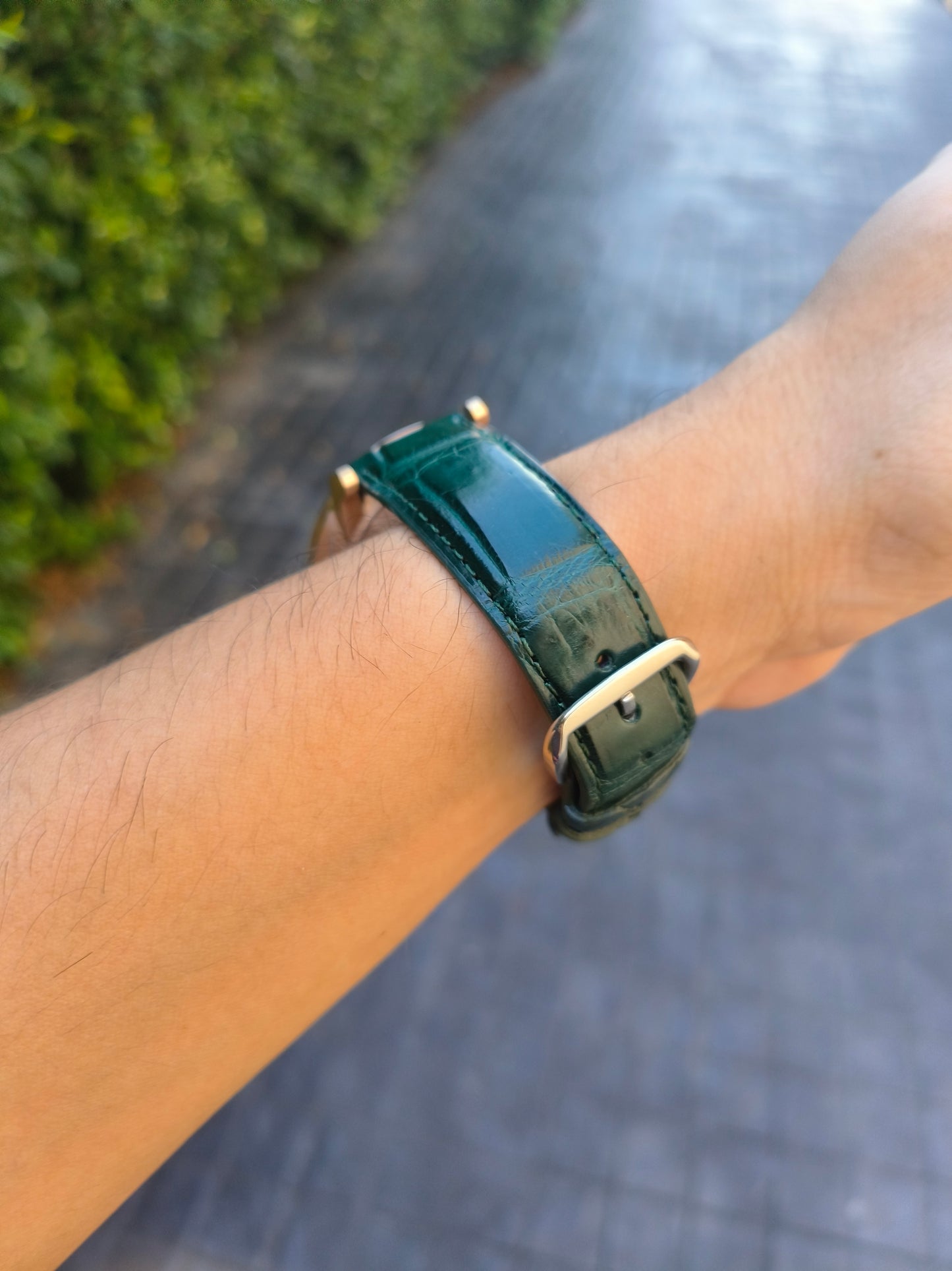 Genuine Crocodile Belly Skin Leather Quick Release Watch Strap Green Band with Buckle