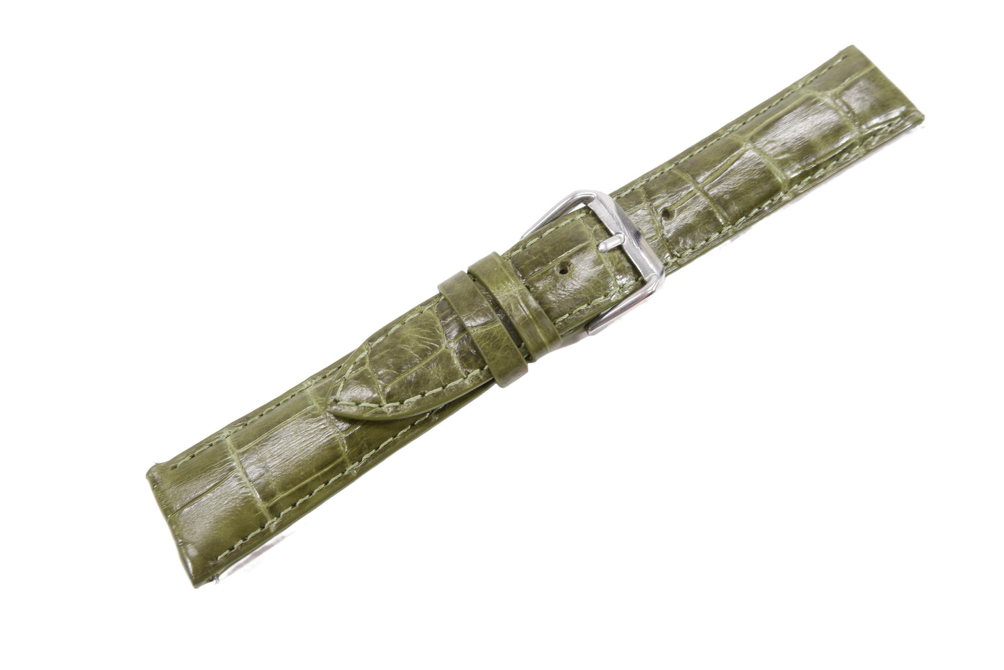 Genuine Crocodile Belly Skin Leather Quick Release Watch Strap Green Band with Buckle