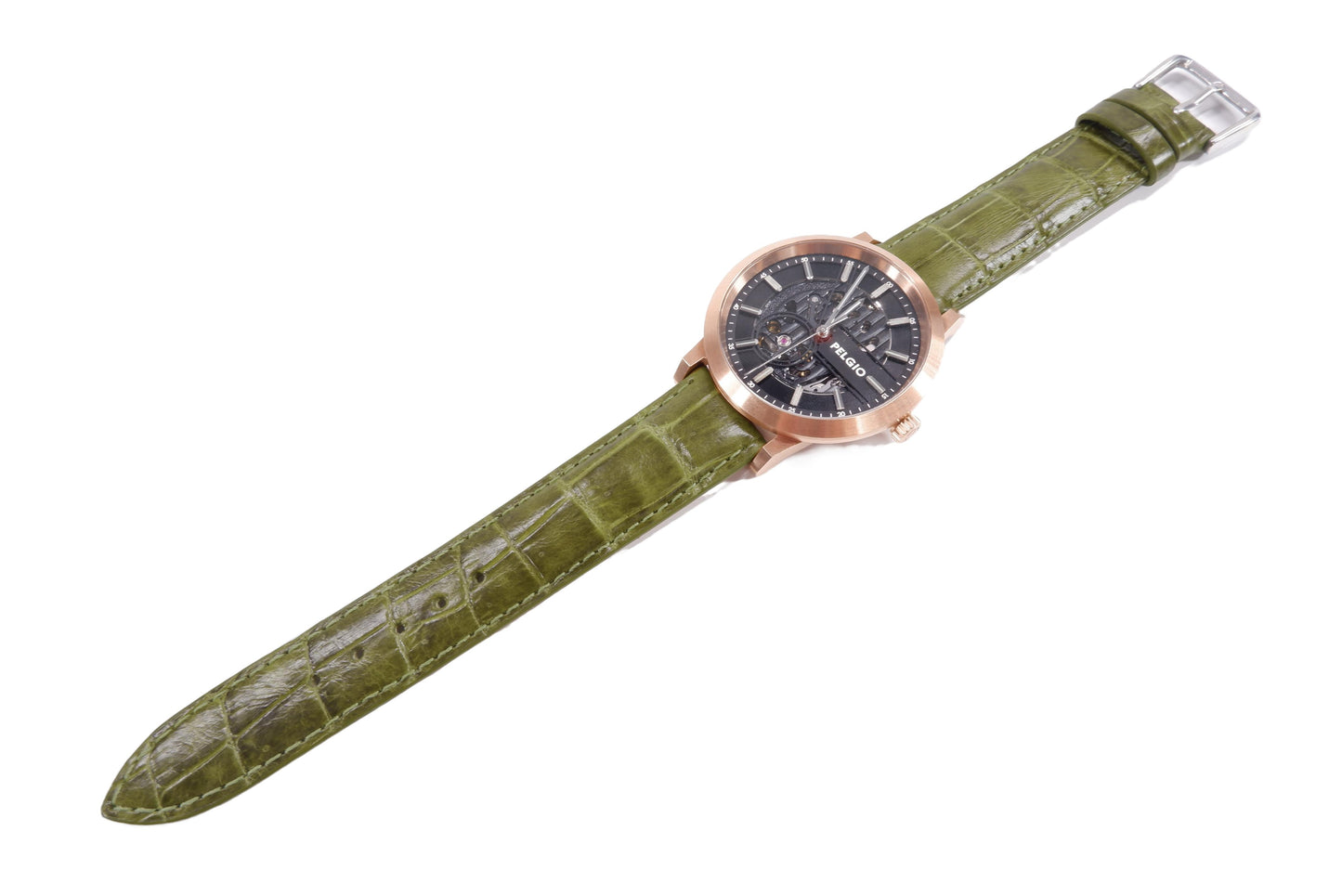 Genuine Crocodile Belly Skin Leather Quick Release Watch Strap Green Band with Buckle