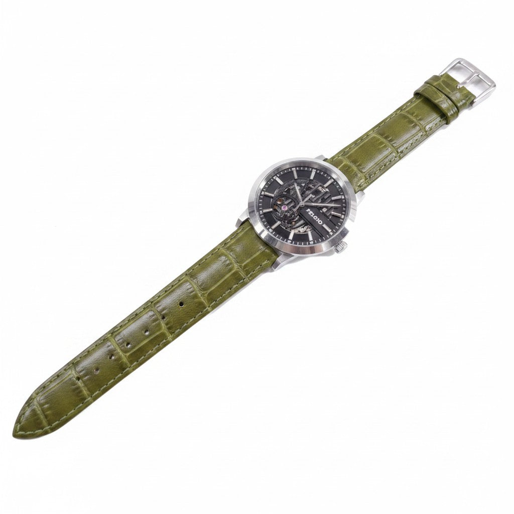 Genuine Crocodile Belly Skin Leather Quick Release Watch Strap Green Band with Buckle