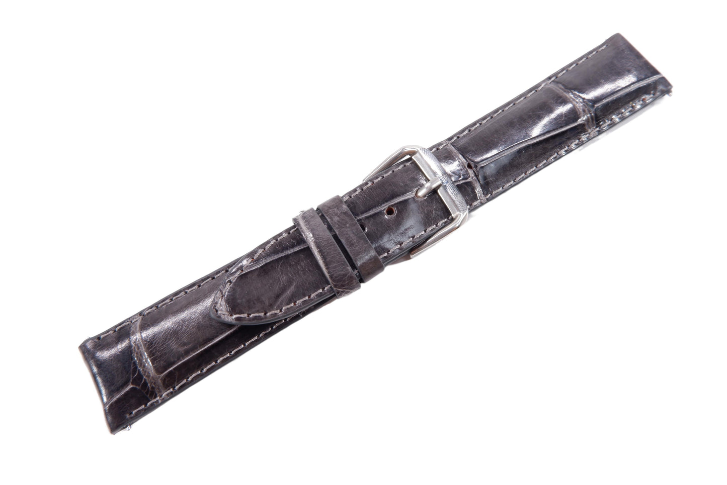 Genuine Crocodile Belly Skin Leather Quick Release Watch Strap Grey Band with Buckle