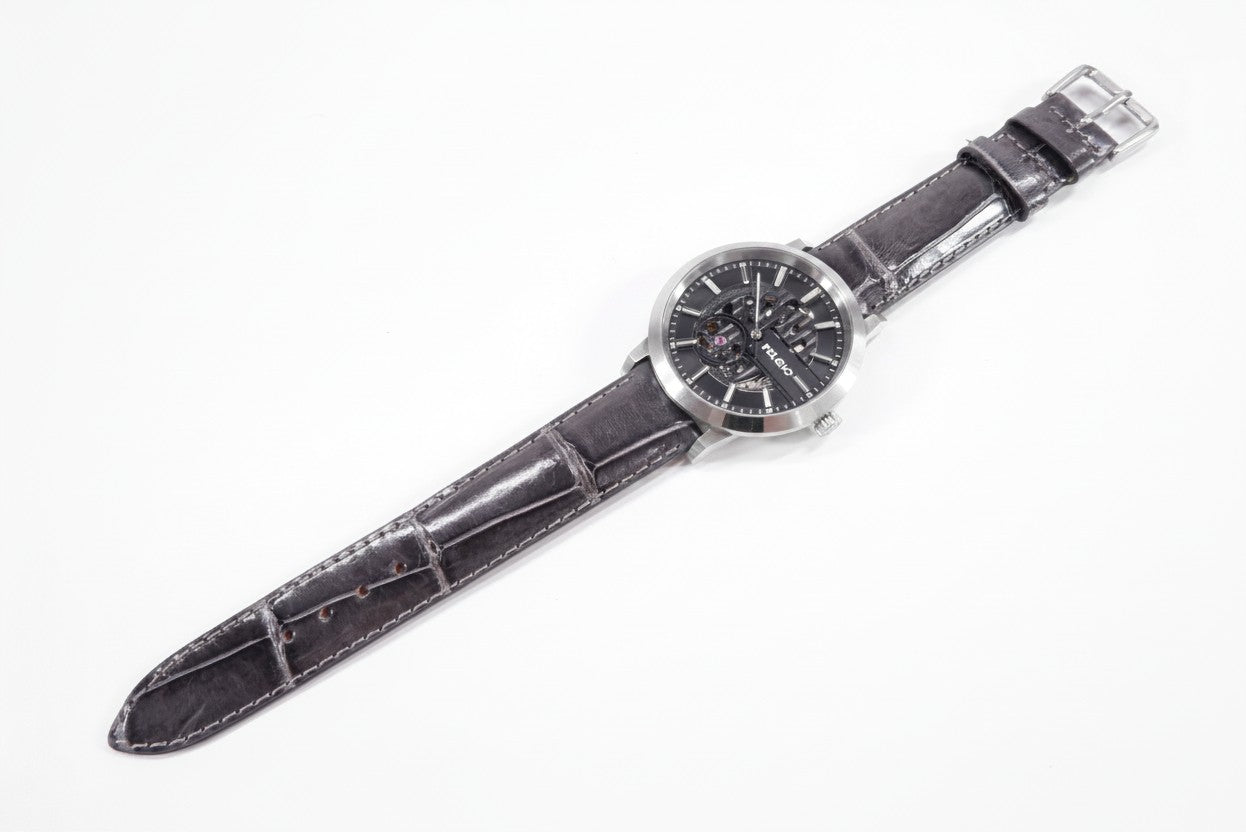 Genuine Crocodile Belly Skin Leather Quick Release Watch Strap Grey Band with Buckle