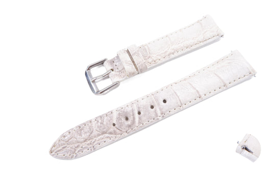 Genuine Crocodile Belly Skin Leather Quick Release Watch Strap Natural White Band with Buckle
