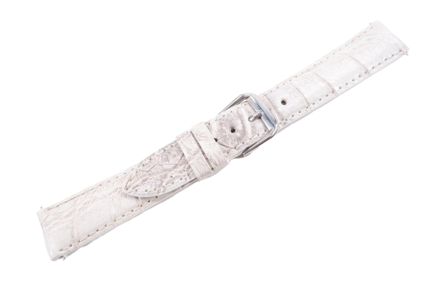 Genuine Crocodile Belly Skin Leather Quick Release Watch Strap Natural White Band with Buckle