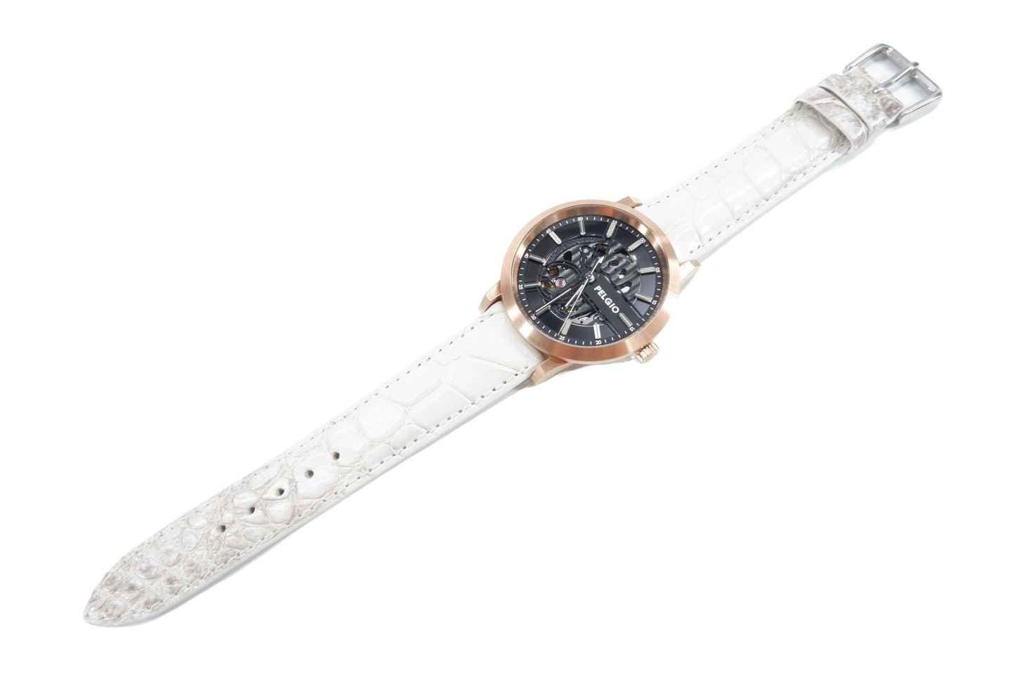 Genuine Crocodile Belly Skin Leather Quick Release Watch Strap Natural White Band with Buckle