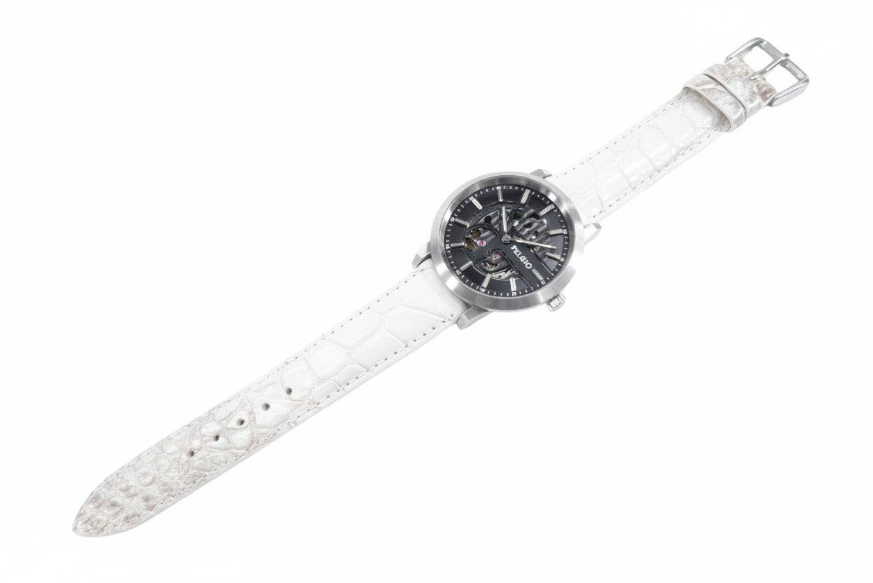 Genuine Crocodile Belly Skin Leather Quick Release Watch Strap Natural White Band with Buckle
