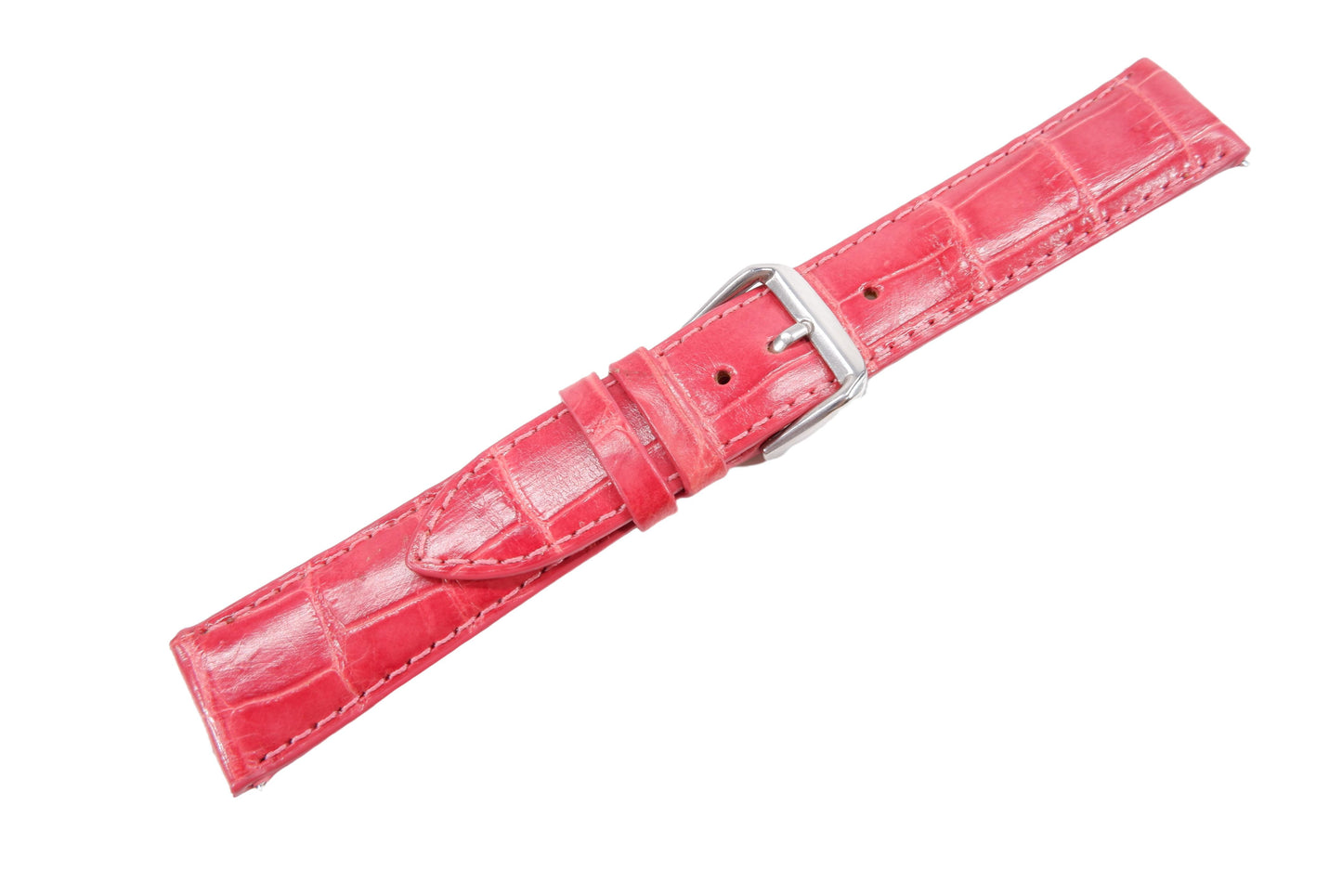 Genuine Crocodile Belly Skin Leather Quick Release Watch Strap Pink Band with Buckle
