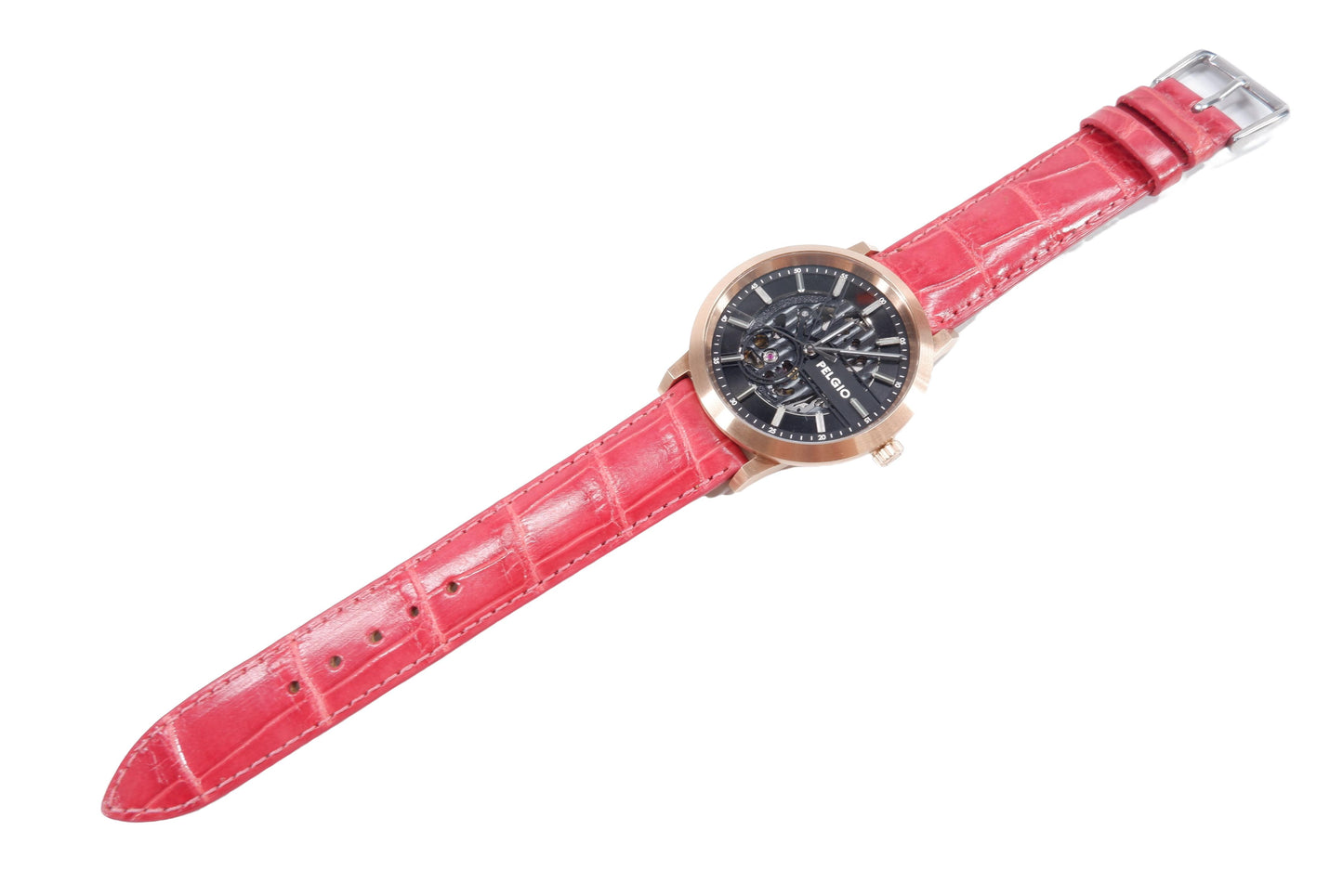 Genuine Crocodile Belly Skin Leather Quick Release Watch Strap Pink Band with Buckle