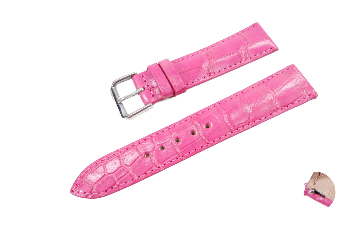 Genuine Crocodile Belly Skin Leather Quick Release Watch Strap Pink Band with Buckle