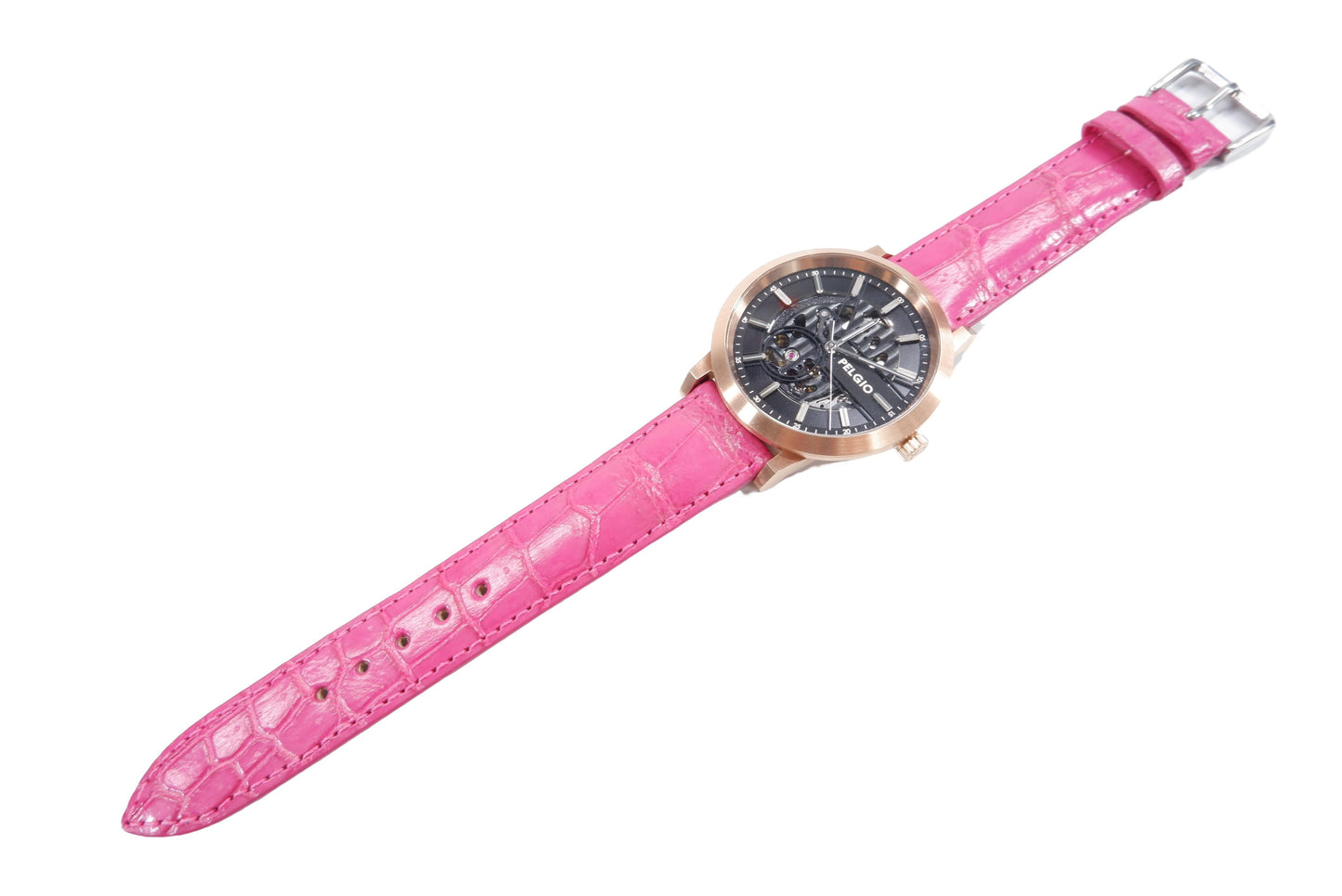 Genuine Crocodile Belly Skin Leather Quick Release Watch Strap Pink Band with Buckle