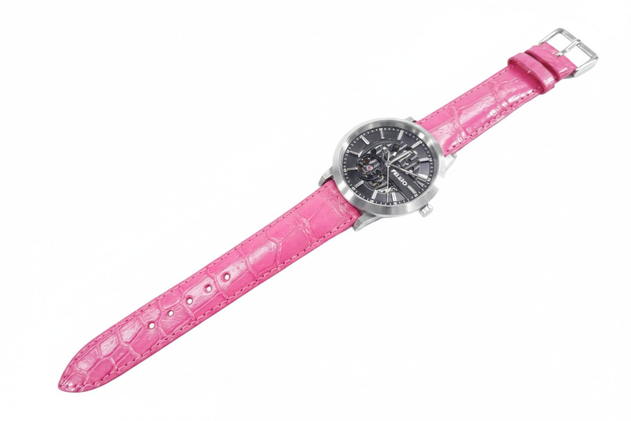 Genuine Crocodile Belly Skin Leather Quick Release Watch Strap Pink Band with Buckle
