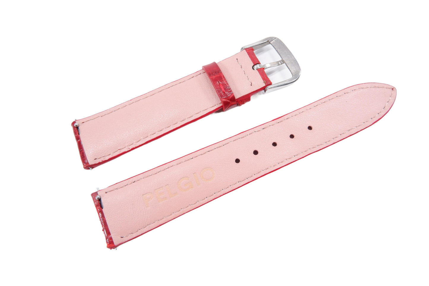 Genuine Crocodile Belly Skin Leather Quick Release Watch Strap Red Band with Buckle
