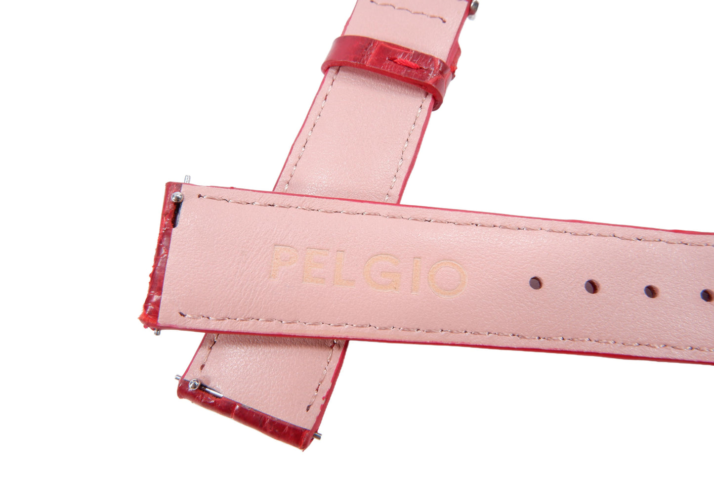 Genuine Crocodile Belly Skin Leather Quick Release Watch Strap Red Band with Buckle