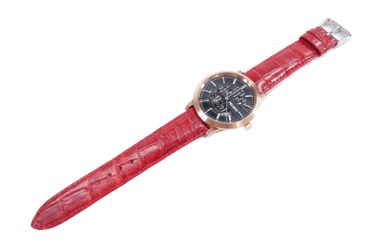 Genuine Crocodile Belly Skin Leather Quick Release Watch Strap Red Band with Buckle