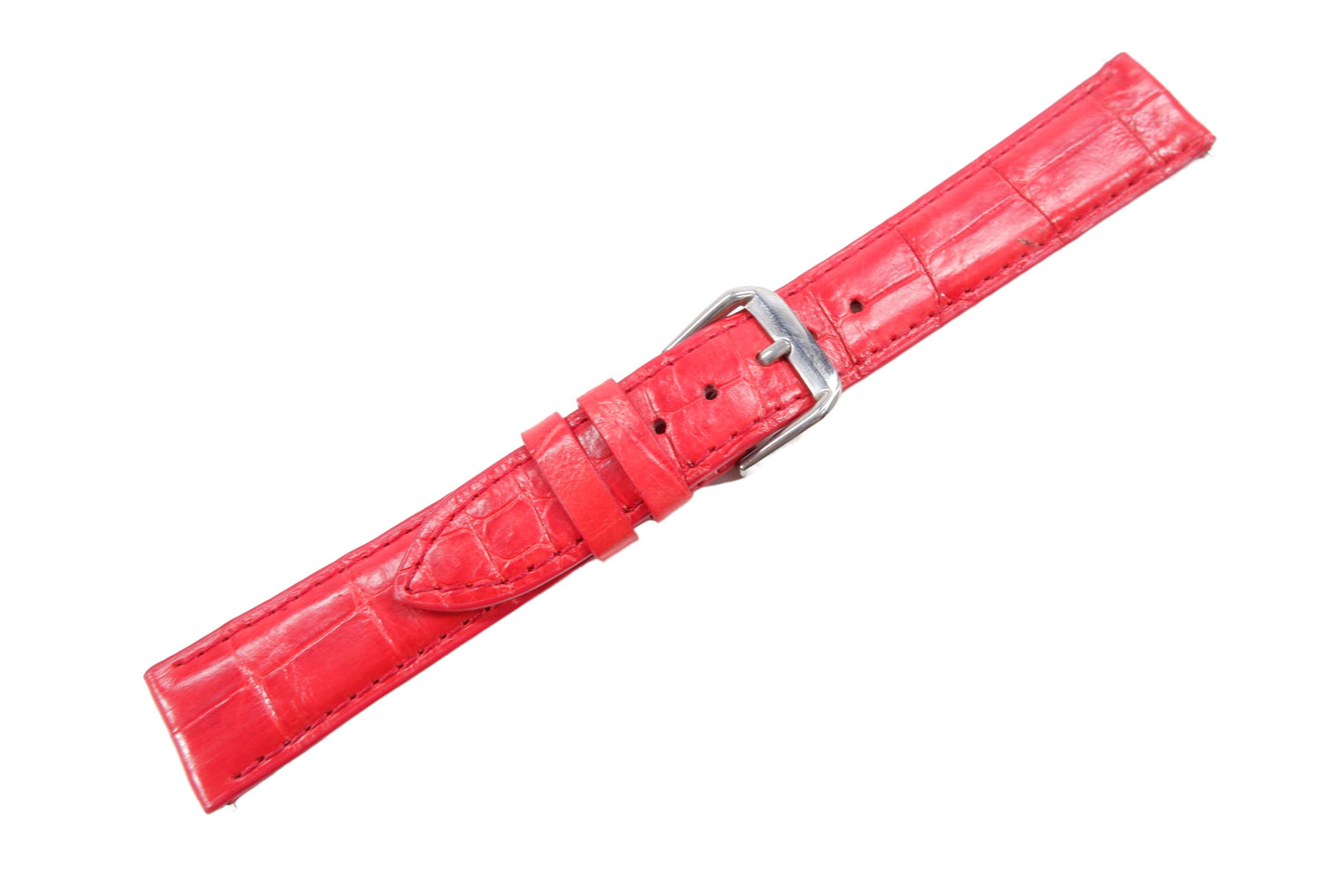 Genuine Crocodile Belly Skin Leather Quick Release Watch Strap Red Band with Buckle