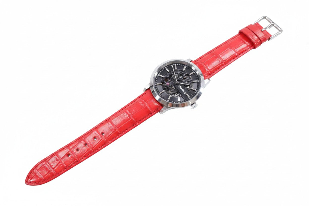 Genuine Crocodile Belly Skin Leather Quick Release Watch Strap Red Band with Buckle
