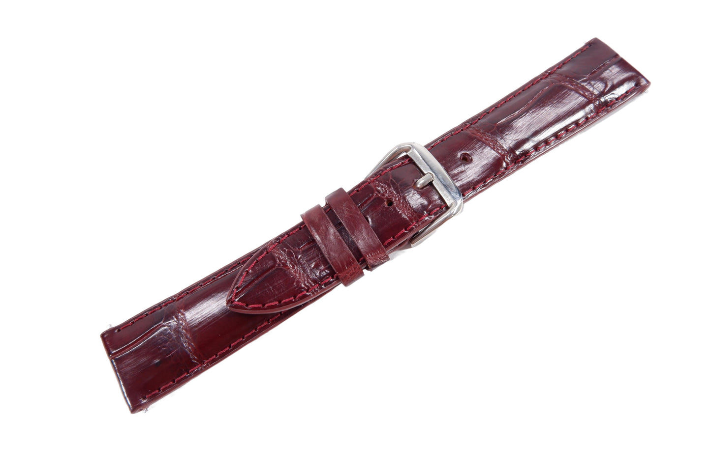 Genuine Crocodile Belly Skin Leather Quick Release Watch Strap Red Band with Buckle