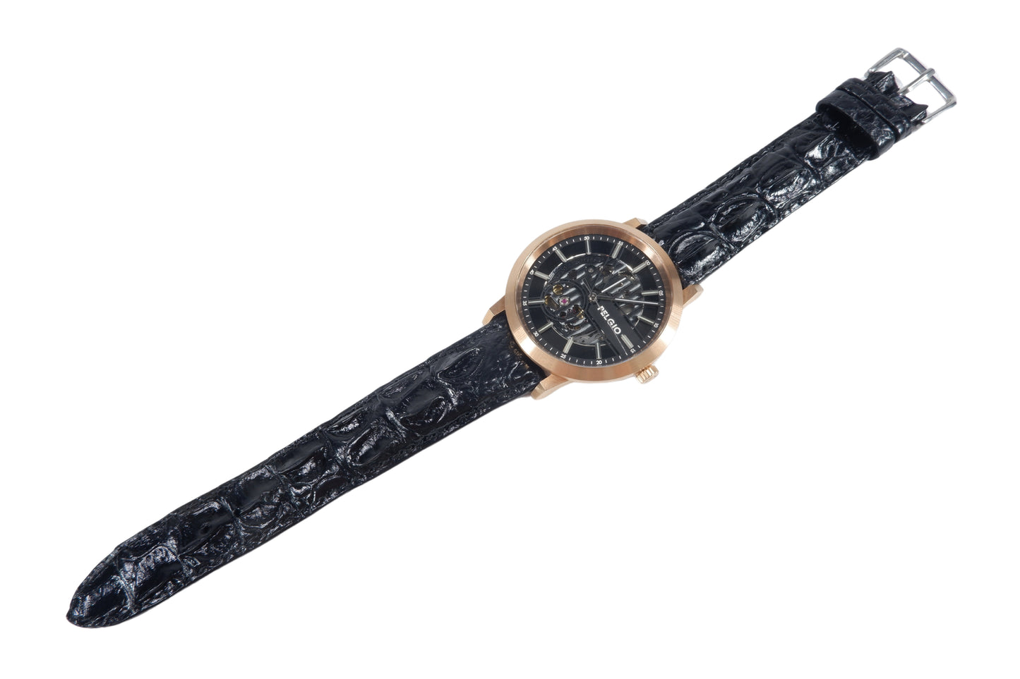 Genuine Crocodile Tail Skin Leather Quick Release Watch Strap Brown Band with Buckle