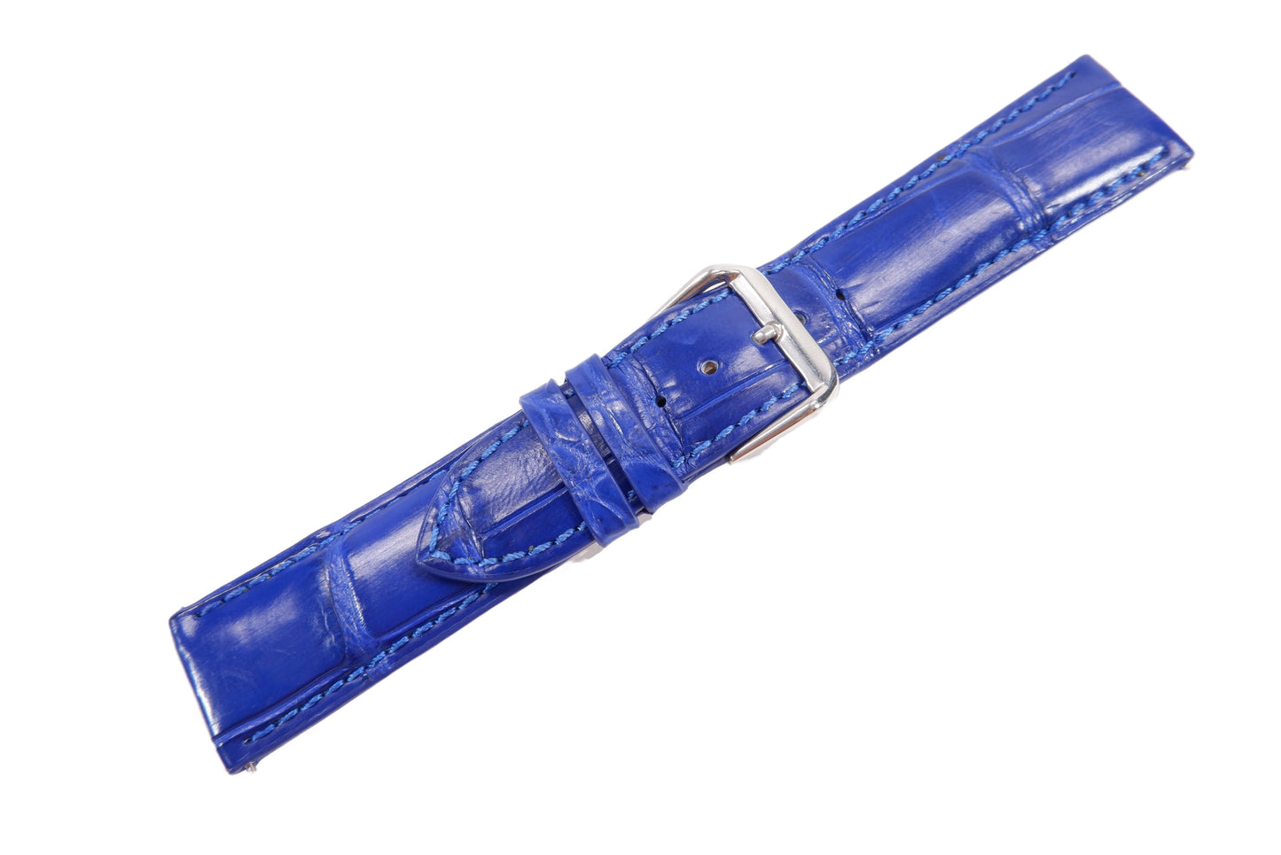 Genuine Crocodile Belly Skin Leather Quick Release Watch Strap Blue Band with Buckle