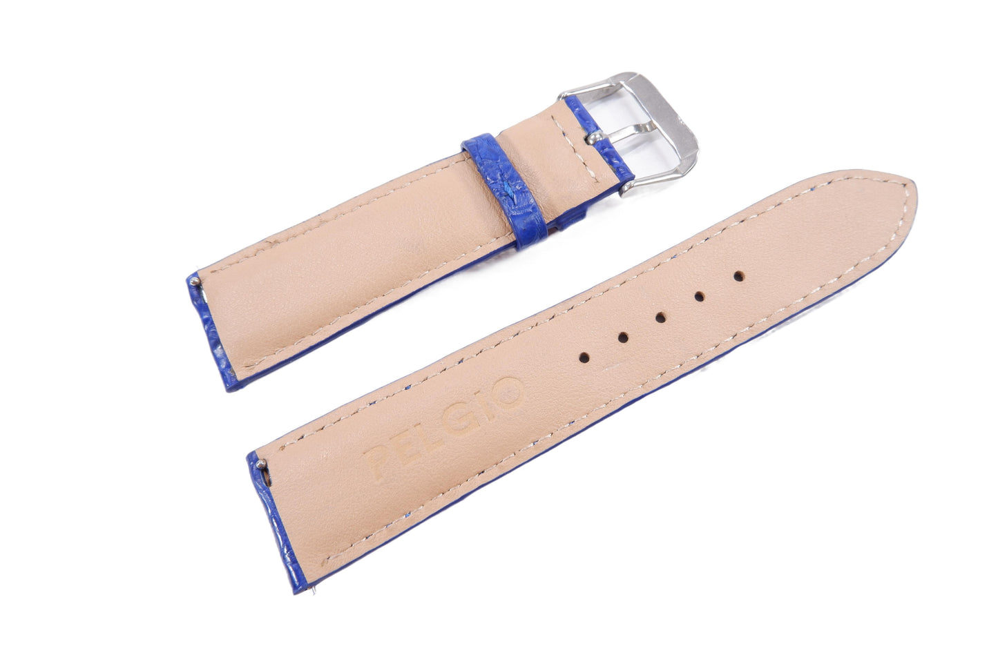 Genuine Crocodile Belly Skin Leather Quick Release Watch Strap Blue Band with Buckle