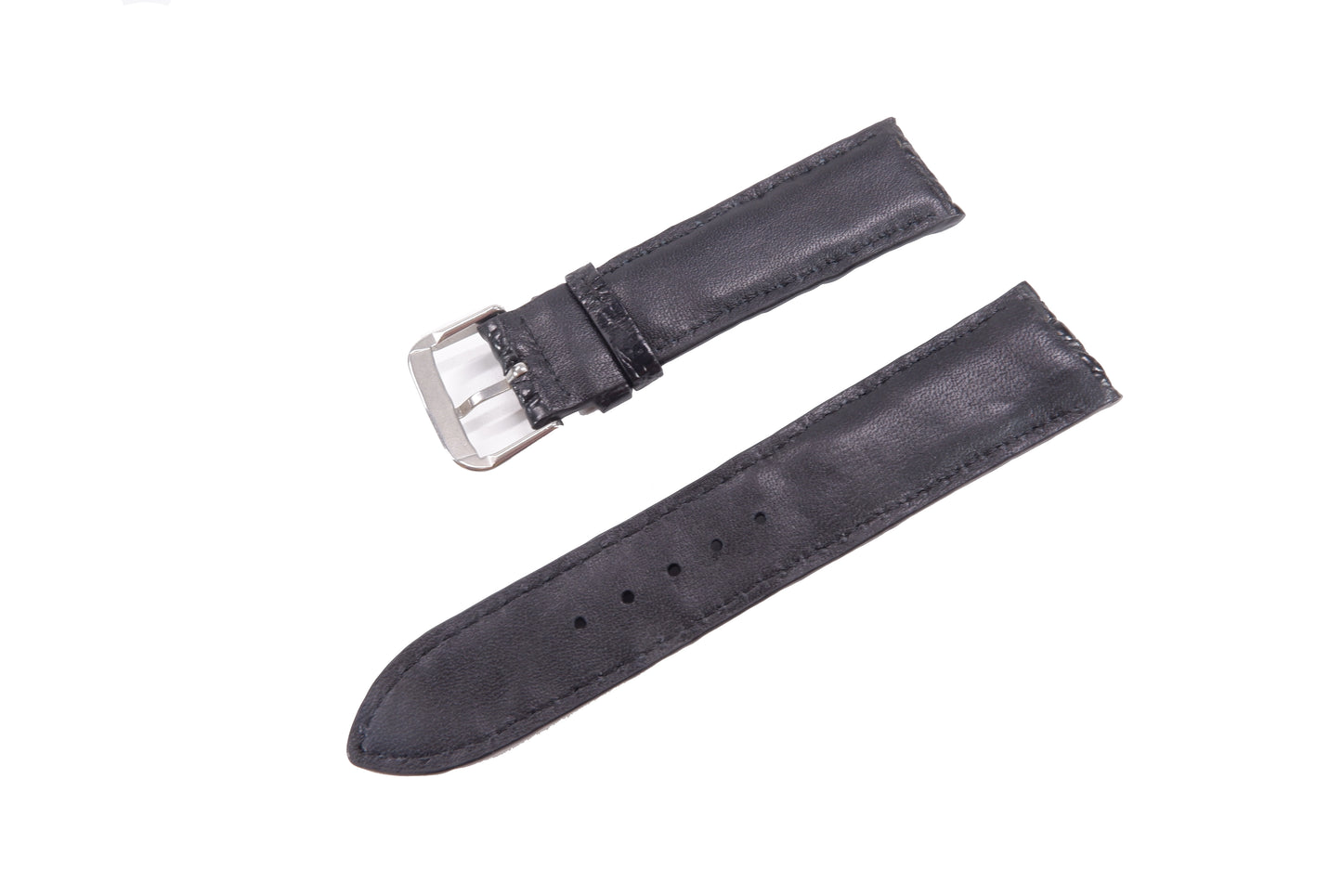 Genuine Crocodile Backbone Skin Leather Watch Strap Black Band with Buckle