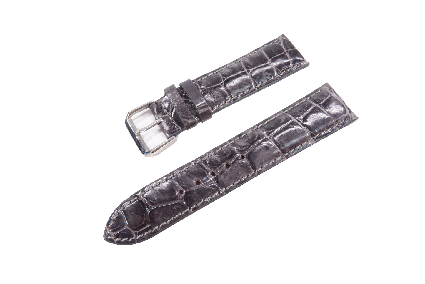 Genuine Crocodile Skin Leather Watch Strap Grey Band with Buckle