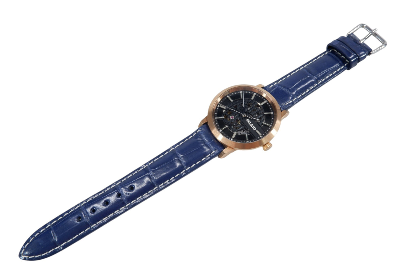 Genuine Crocodile Belly Skin Leather Quick Release Watch Strap White Thread Band with Buckle