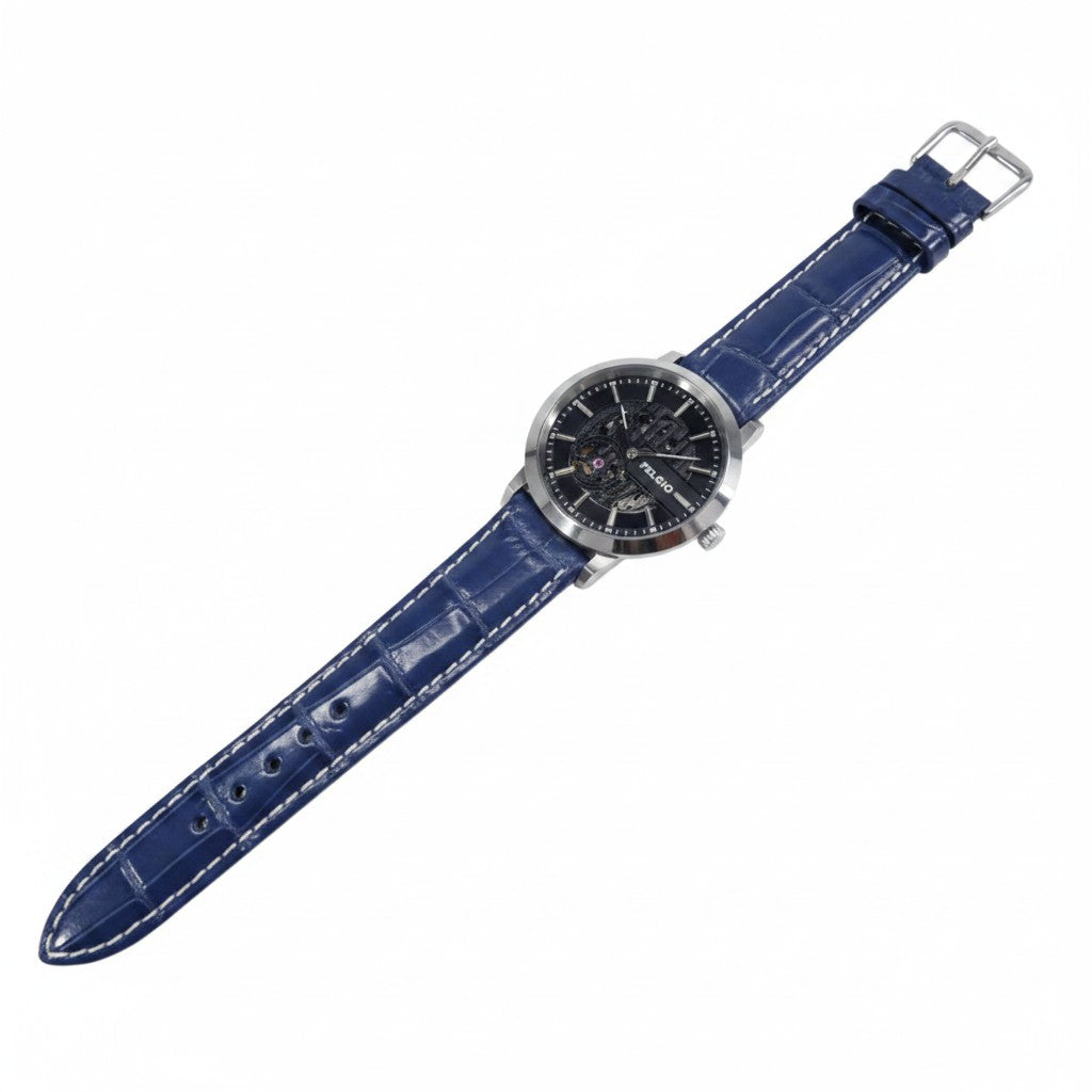 Genuine Crocodile Belly Skin Leather Quick Release Watch Strap White Thread Band with Buckle