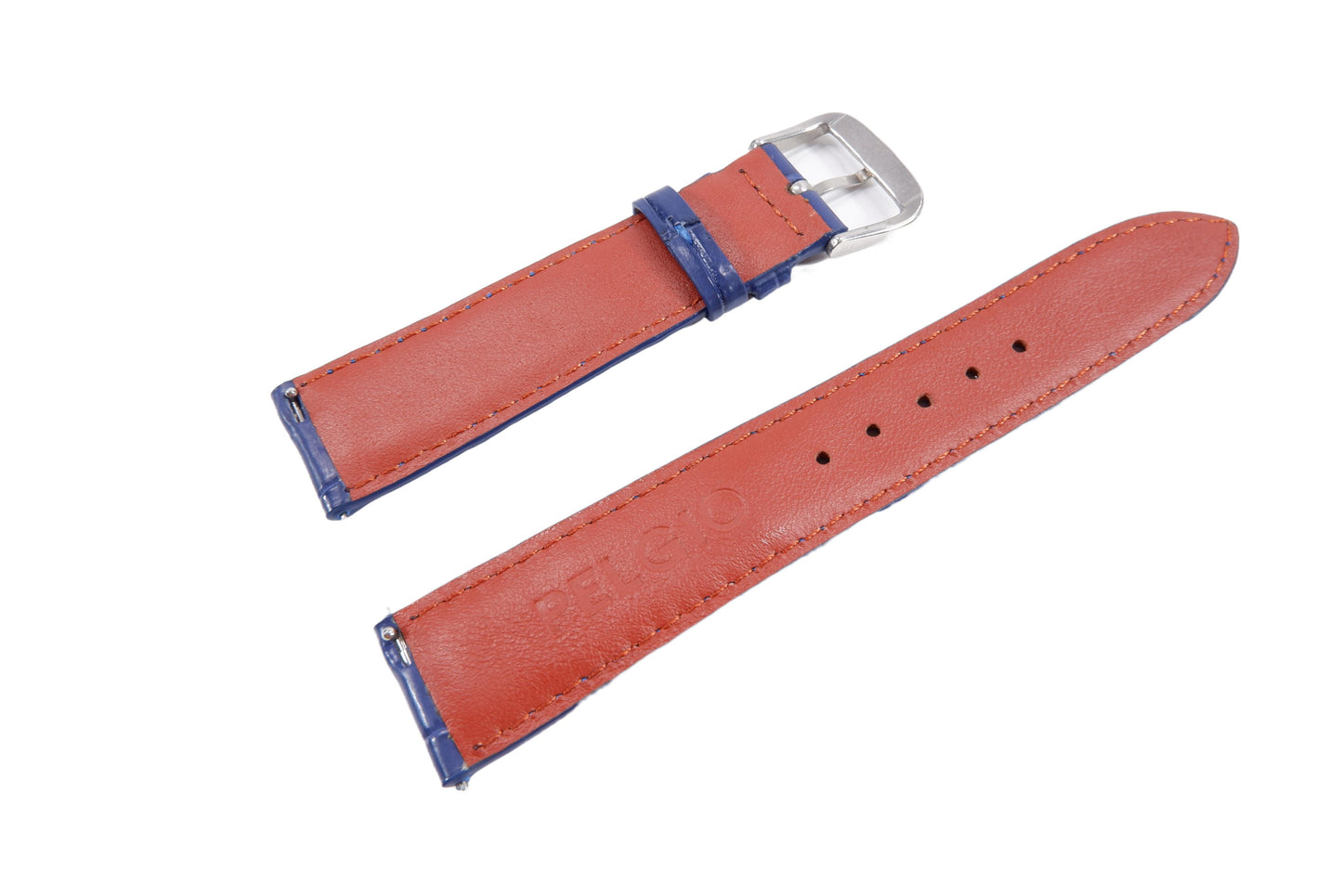 Genuine Crocodile Belly Skin Leather Quick Release Watch Strap White Thread Band with Buckle