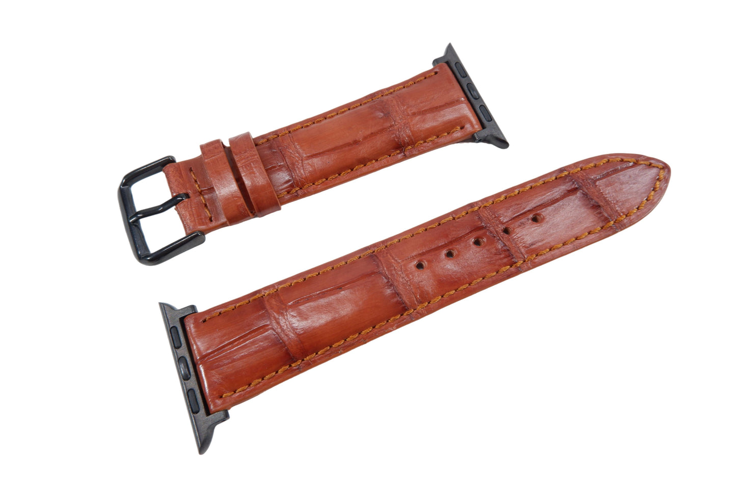 Genuine Crocodile Skin Leather Watch Strap Compatible with Apple Watch Ultra 1/2 Series 9/8/7/6/5/4/3/2/1/SE/SE2