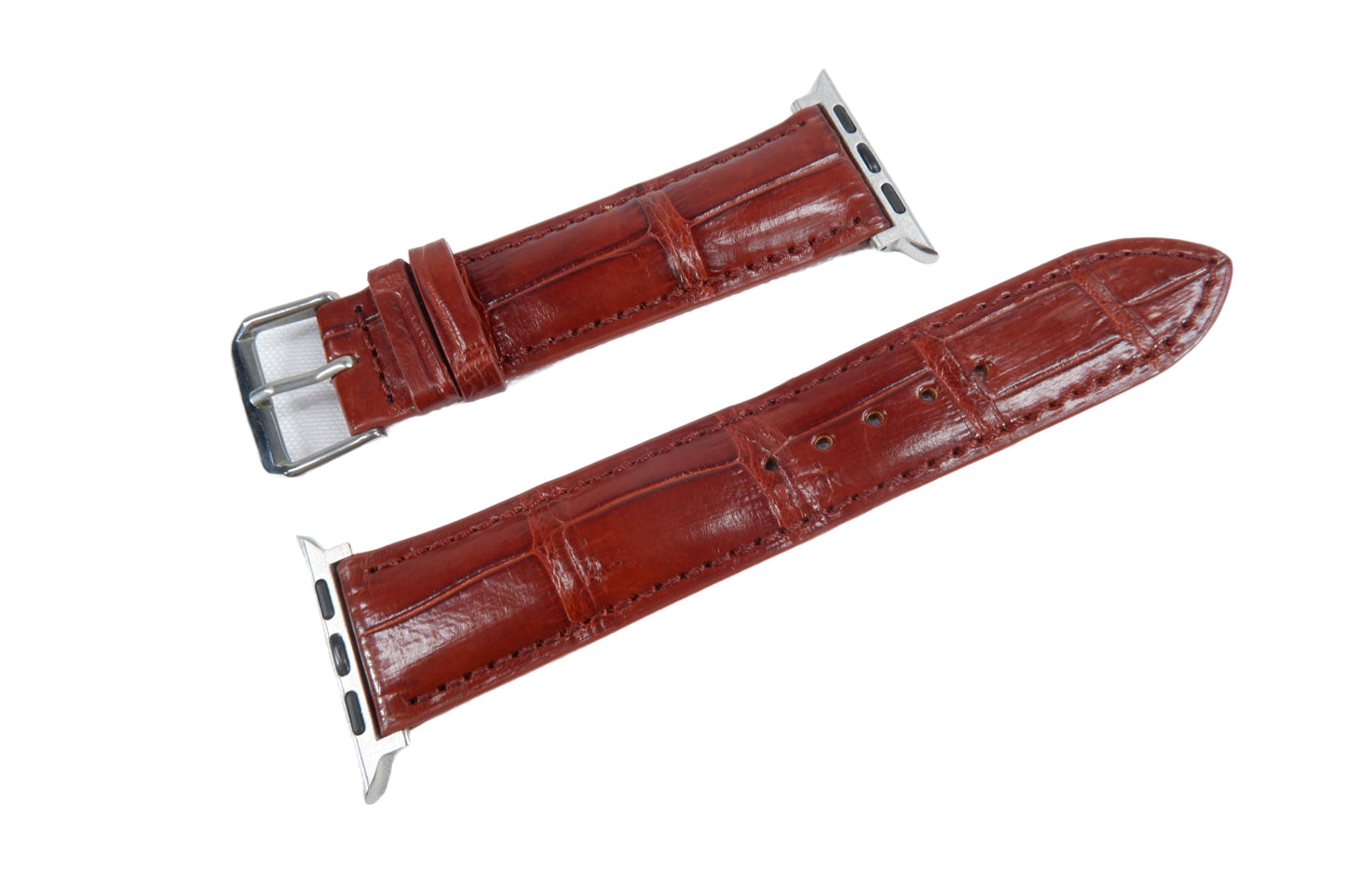 Genuine Crocodile Skin Leather Watch Strap Compatible with Apple Watch Ultra 1/2 Series 9/8/7/6/5/4/3/2/1/SE/SE2