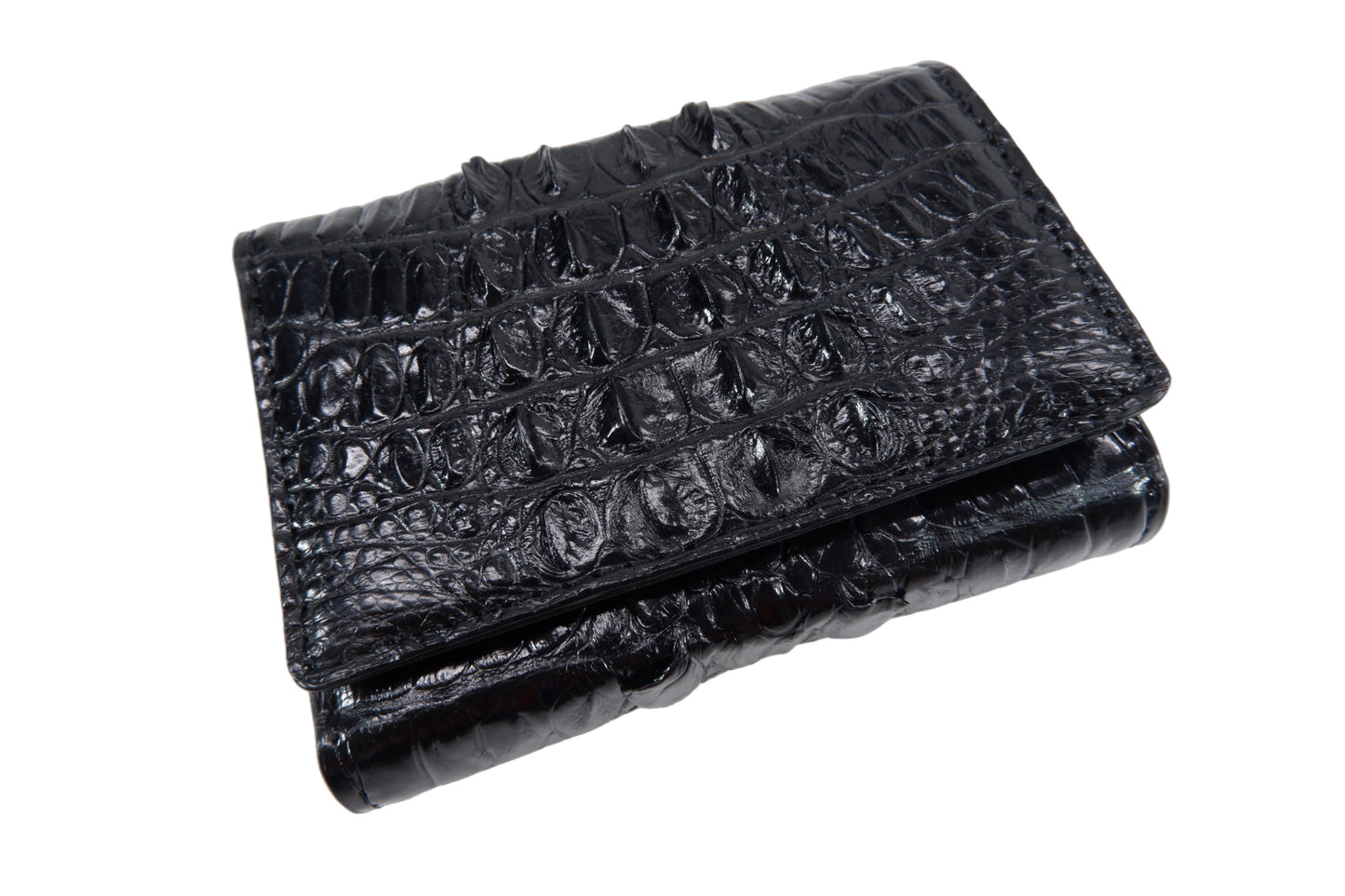 Genuine Crocodile Tail Skin Leather Mini Trifold Wallet