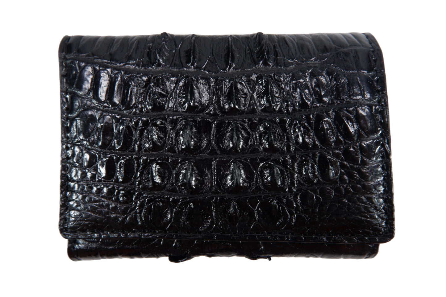 Genuine Crocodile Tail Skin Leather Mini Trifold Wallet