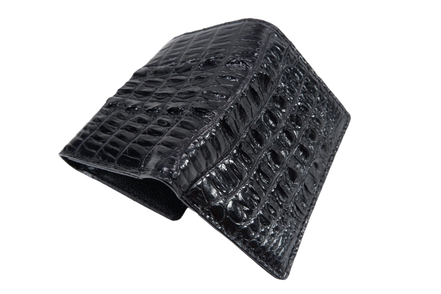 Genuine Crocodile Tail Skin Leather Mini Trifold Wallet