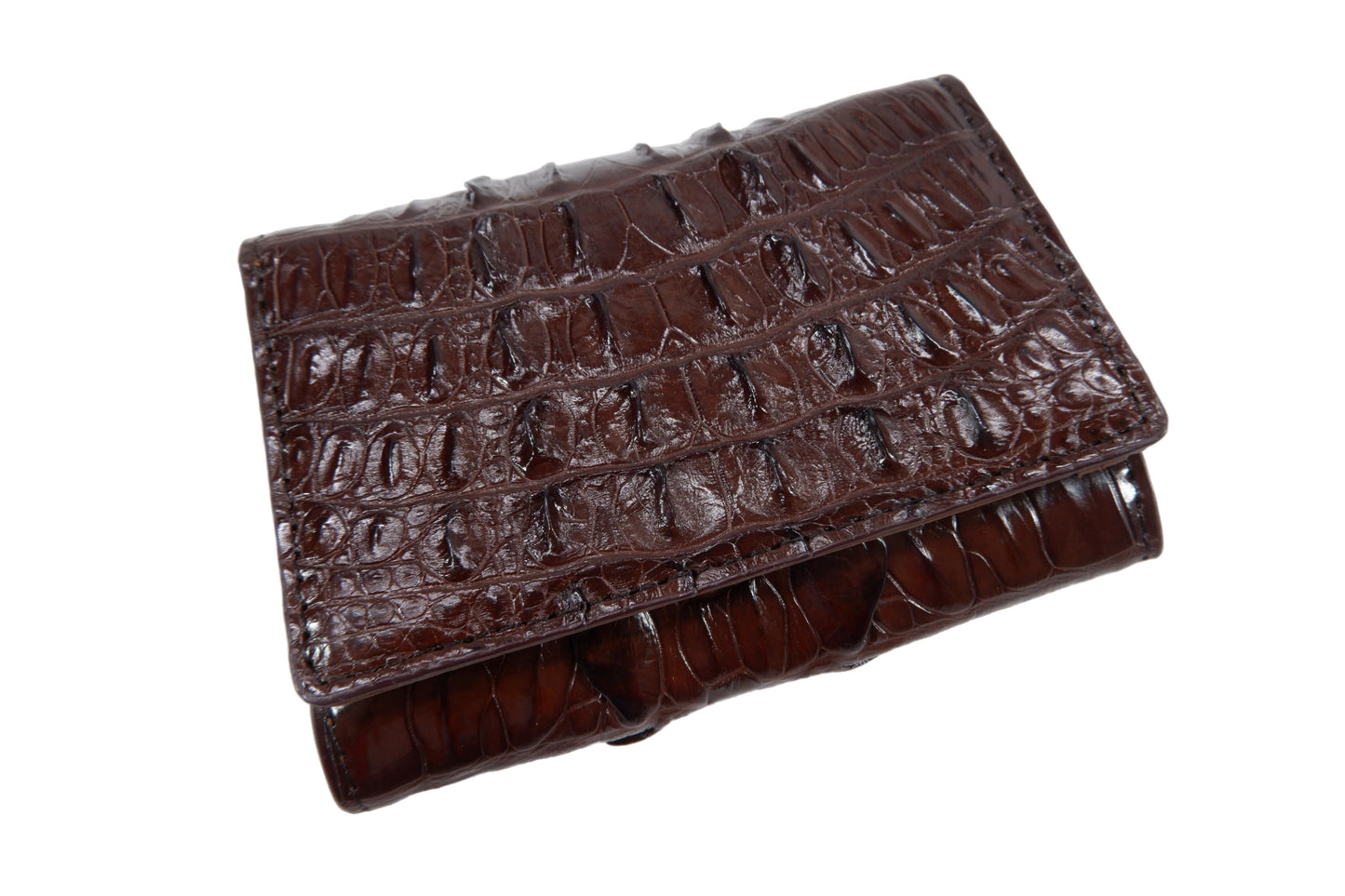 Genuine Crocodile Tail Skin Leather Mini Trifold Wallet