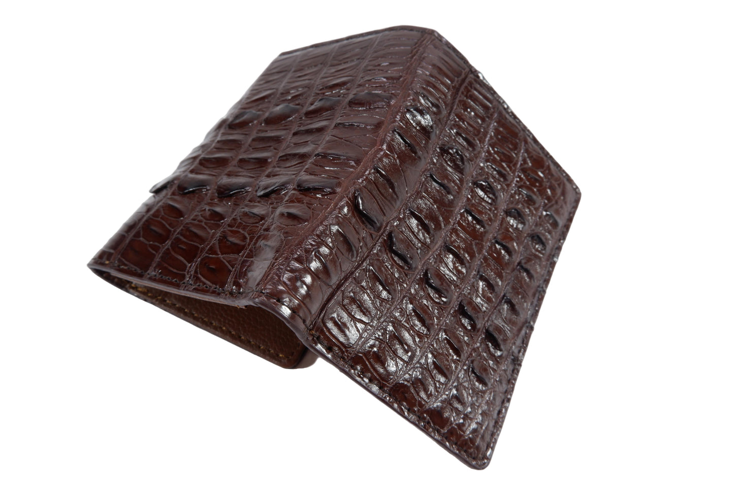 Genuine Crocodile Tail Skin Leather Mini Trifold Wallet